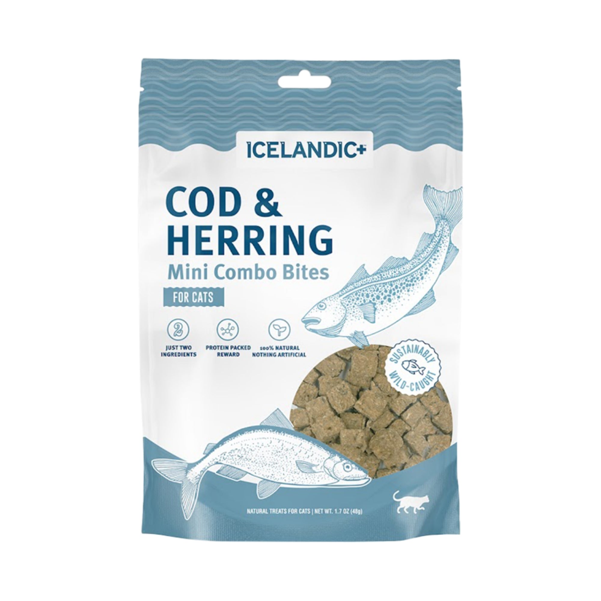 Mini Cod Riverside March Icelandic+ — Mini Cod & Herring Combo Bites for Cats (1.7 oz ...