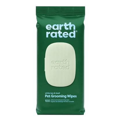 Earth Rated – Grooming Wipes (White Tea & Basil, 100 Count)
