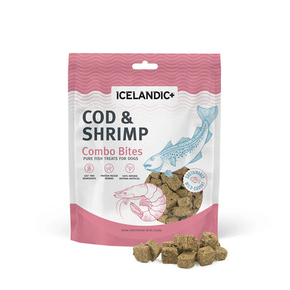 Icelandic+ — Bocados combinados de bacalao y camarones para perros (100 g)