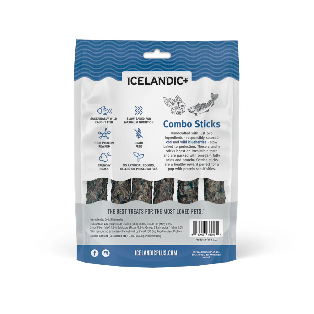 Icelandic+ — Palitos de bacalao y arándanos para perros (56 g)