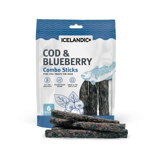 Icelandic+ — Palitos de bacalao y arándanos para perros (56 g)