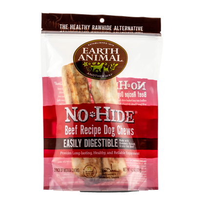 Earth Animal — Masticables de carne de res sin piel (18 cm, paquete de 2)