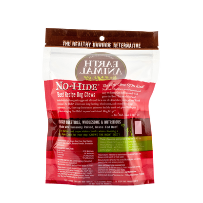 Earth Animal — Masticables de carne de res sin piel (4", paquete de 2)