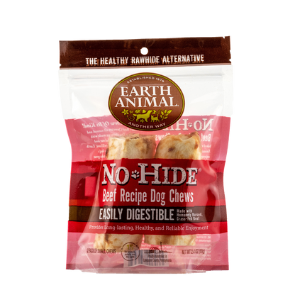 Earth Animal — Masticables de carne de res sin piel (4", paquete de 2)