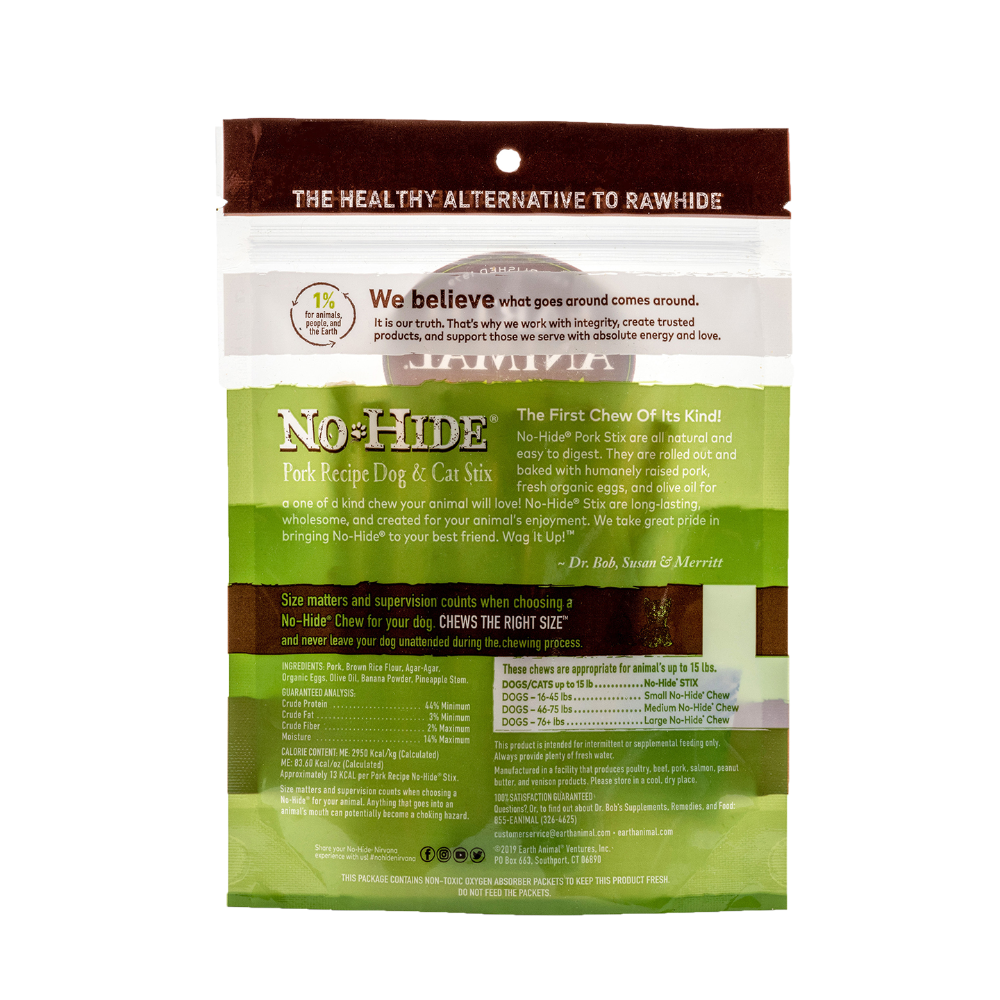 Earth Animal — No-Hide Pork Stix (10 Pack)