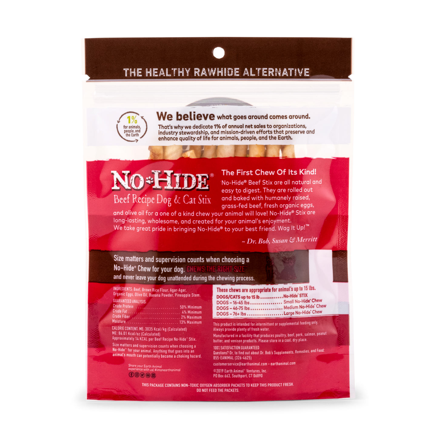 Earth Animal — No-Hide Beef Stix (10 Pack)