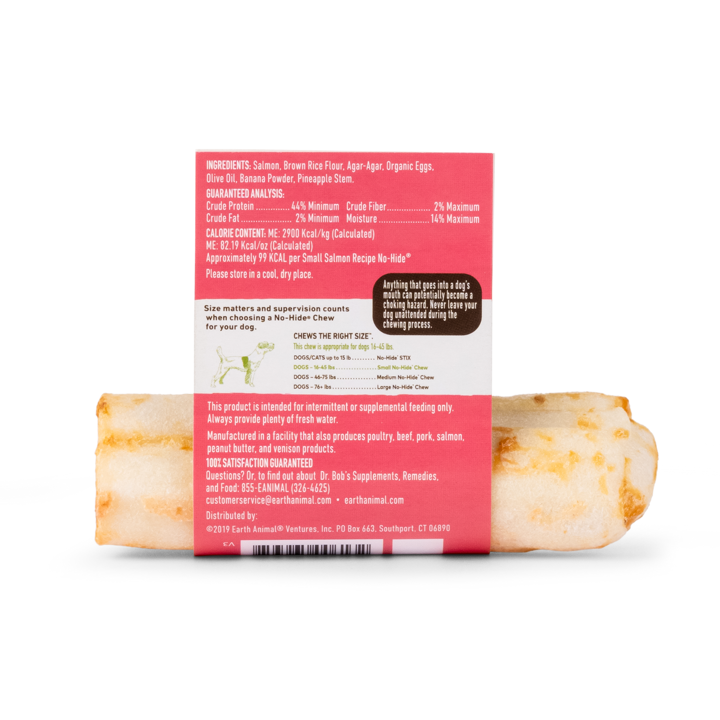 Earth Animal — No-Hide Salmon Chews (4", Case of 24)