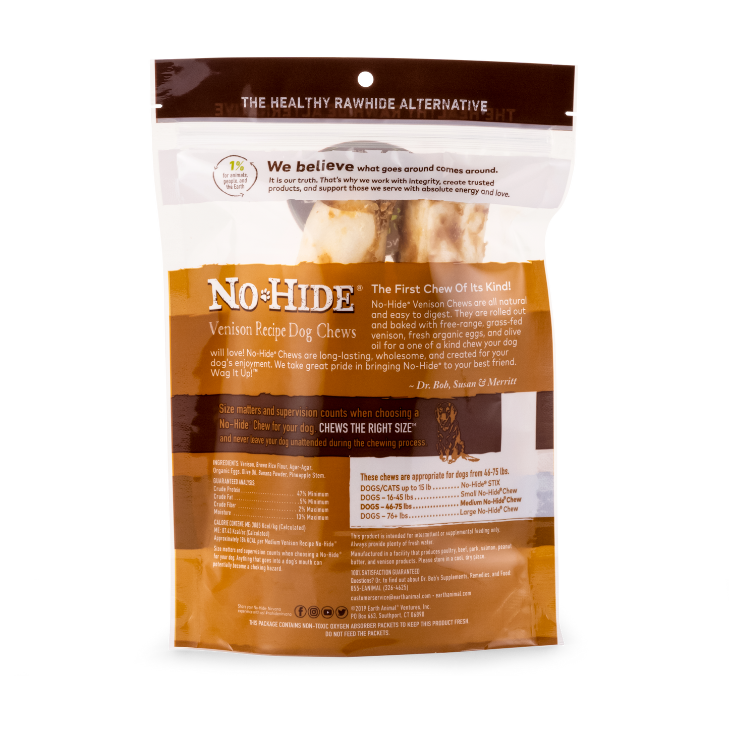 Earth Animal — Masticables de venado sin piel (18 cm, paquete de 2)
