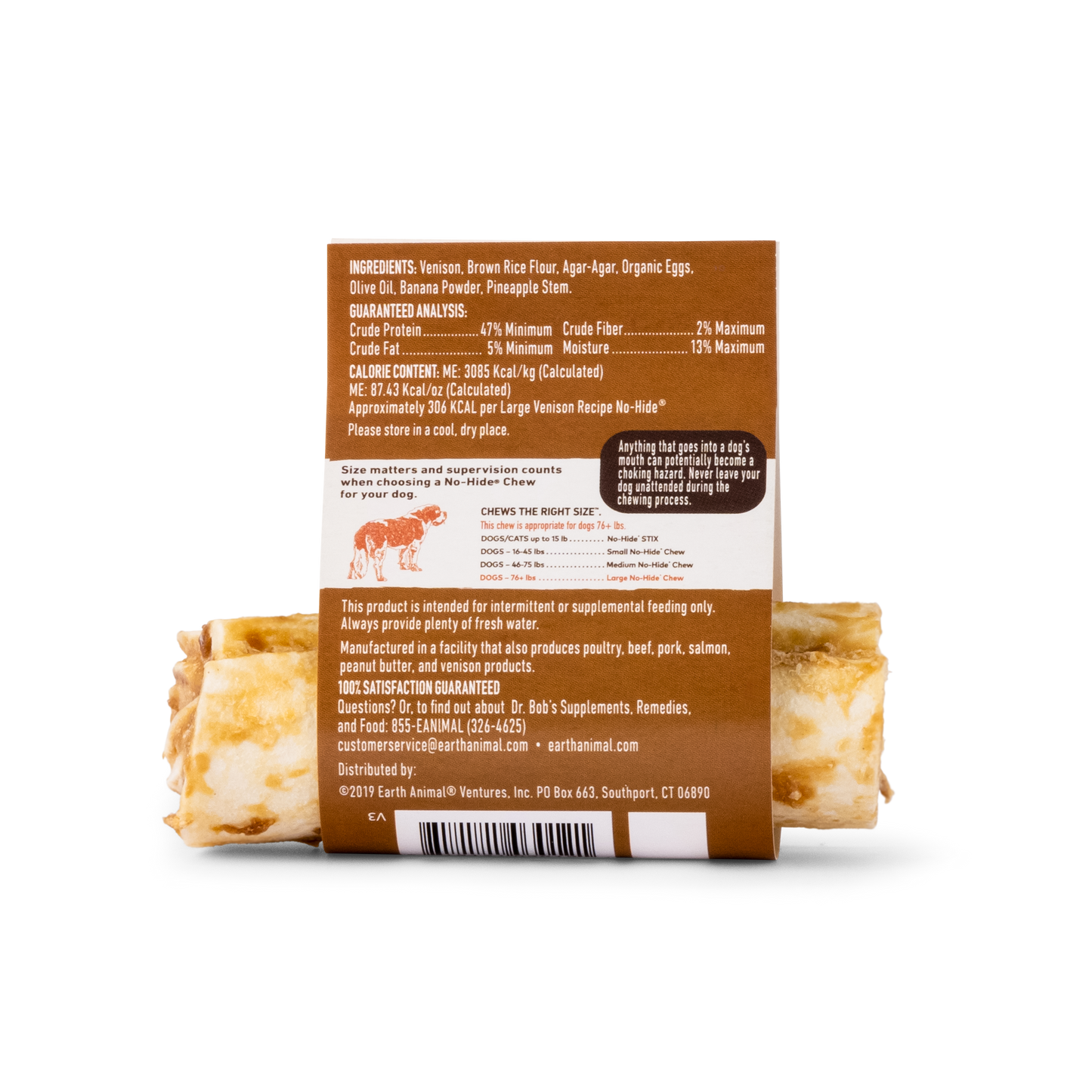 Earth Animal — No-Hide Venison Chews (4", Case Of 24)