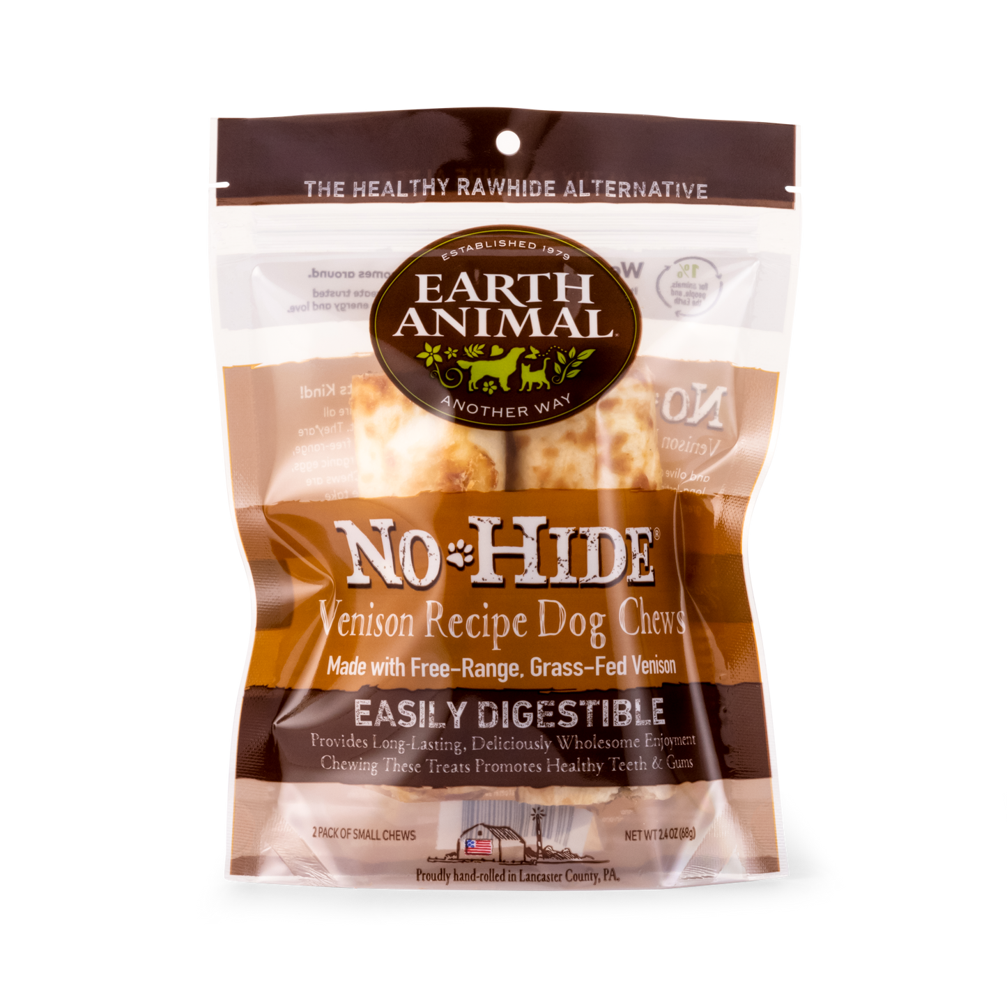 Earth Animal — Masticables de venado sin piel (4", paquete de 2) 