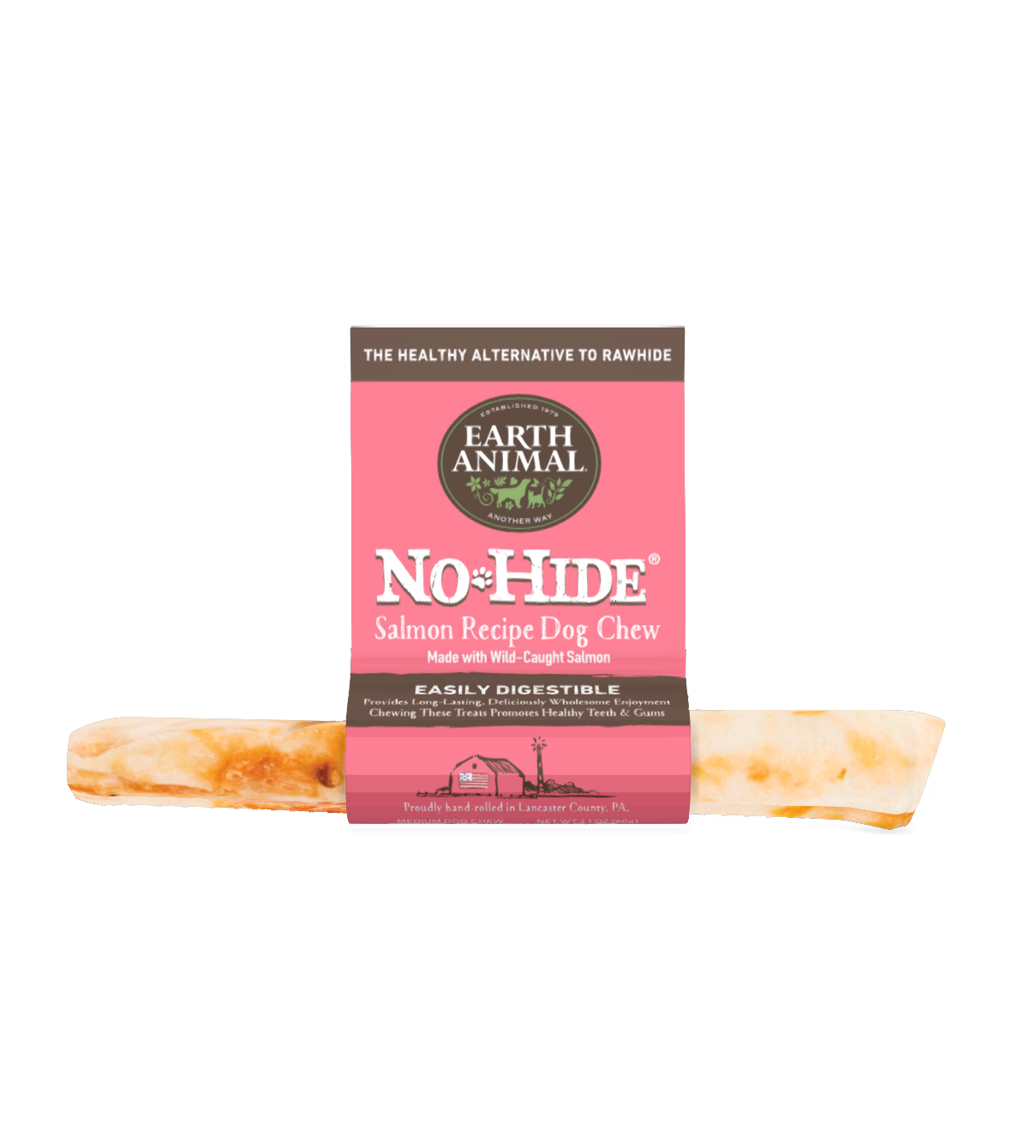 Earth Animal — No-Hide Salmon Chews (7", Case of 24)