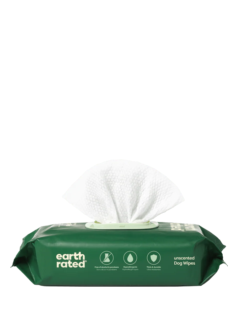 Earth Rated – Grooming Wipes (White Tea & Basil, 100 Count)