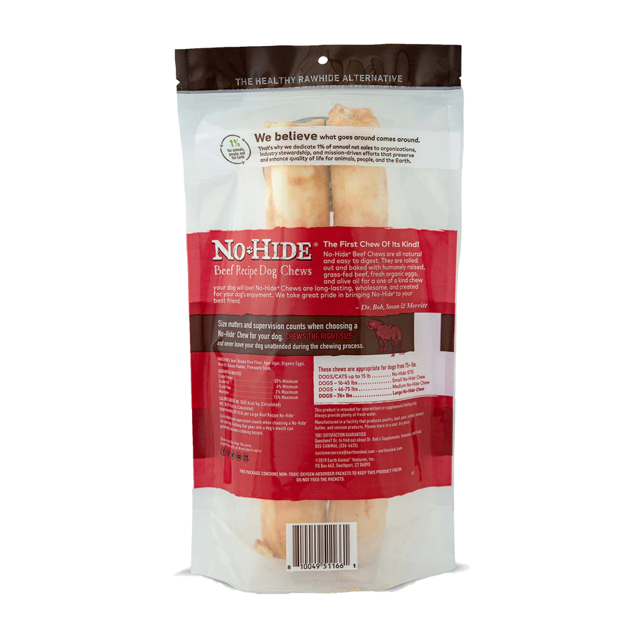 Earth Animal — Masticables de carne de res sin piel (28 cm, paquete de 2)