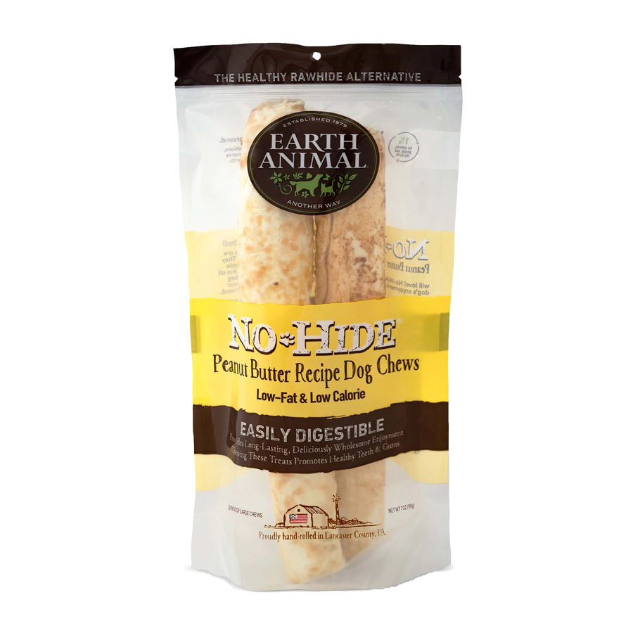 Earth Animal — Masticables de mantequilla de cacahuete sin piel (28 cm, paquete de 2)