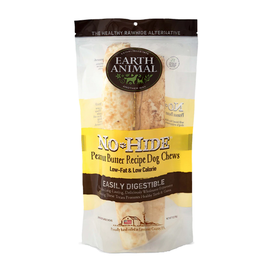Earth Animal — Masticables de mantequilla de cacahuete sin piel (28 cm, paquete de 2)