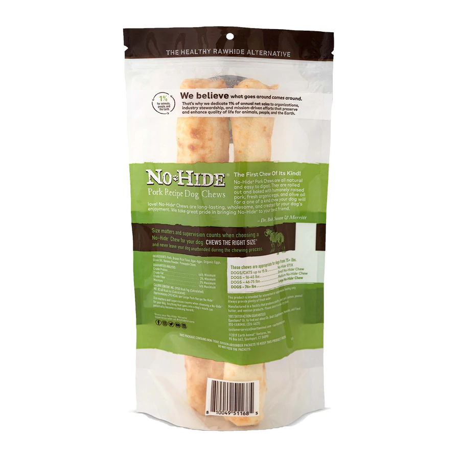 Earth Animal — Masticables de cerdo sin piel (28 cm, paquete de 2)