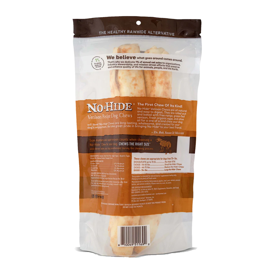 Earth Animal — Masticables de venado sin piel (28 cm, paquete de 2)
