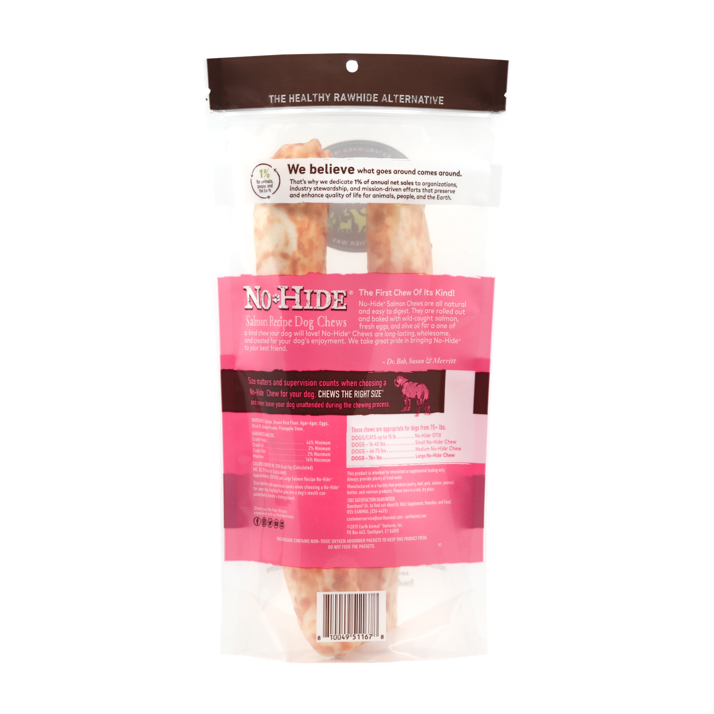 Earth Animal — Masticables de salmón sin piel (28 cm, paquete de 2)