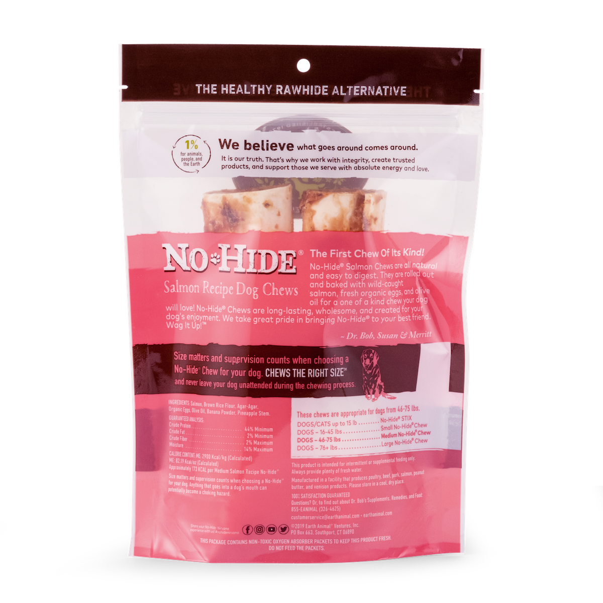 Earth Animal — Masticables de salmón sin piel (18 cm, paquete de 2)