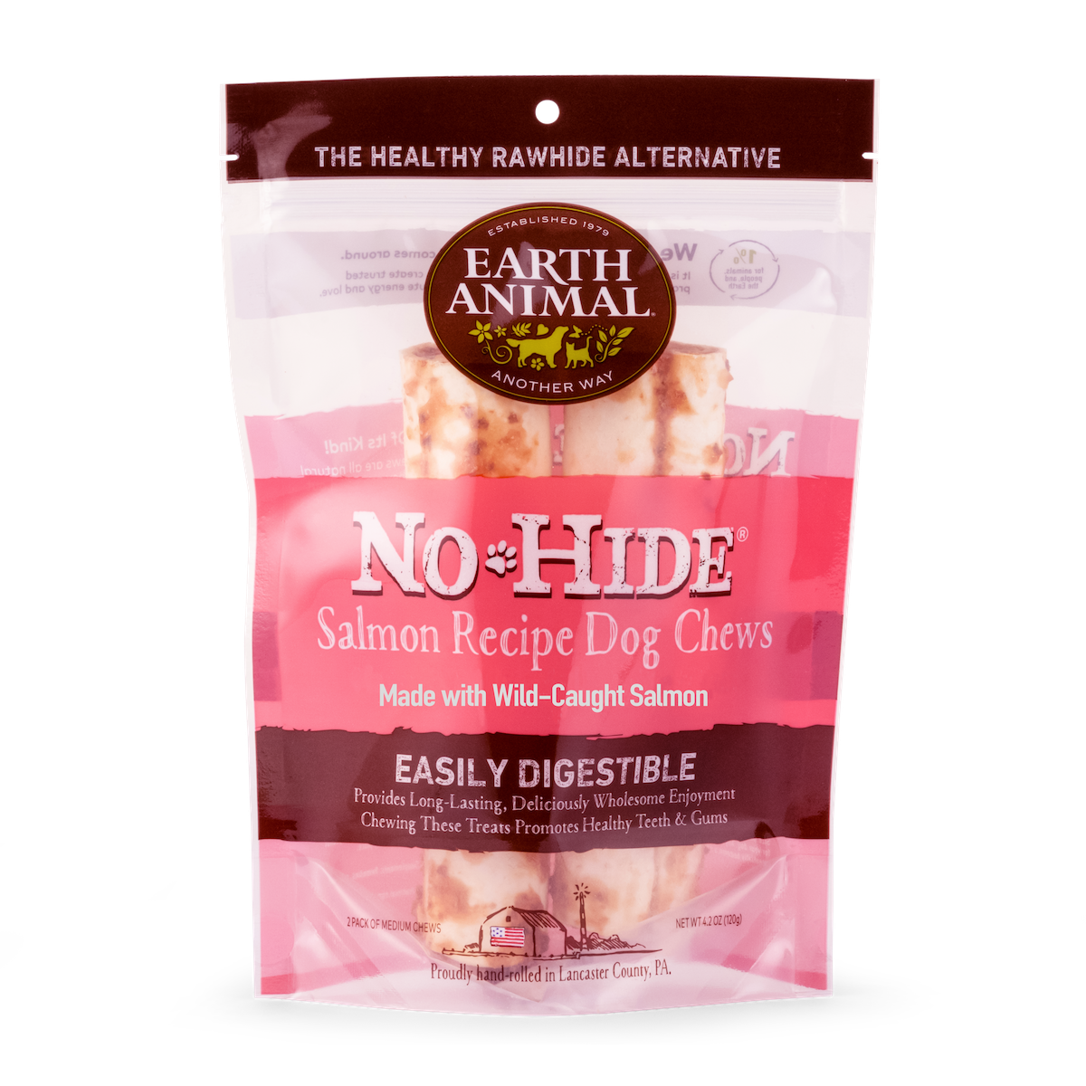 Earth Animal — Masticables de salmón sin piel (18 cm, paquete de 2)