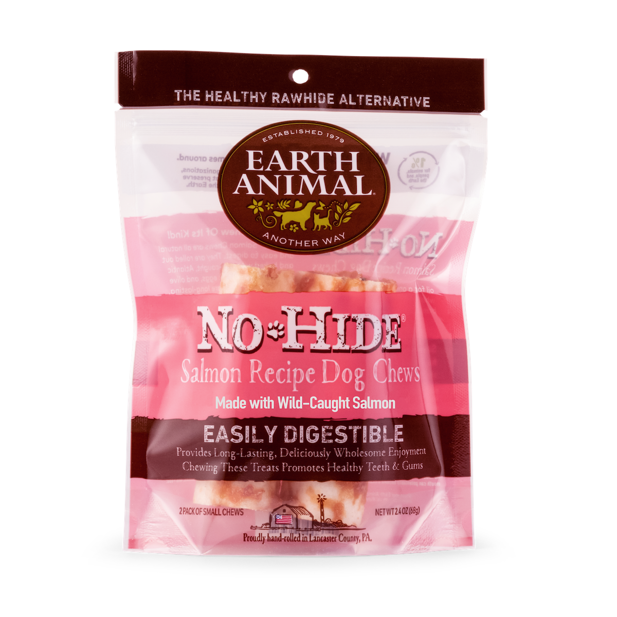 Earth Animal — Masticables de salmón sin piel (4", paquete de 2)